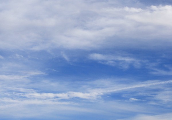 Blue Sky with Clouds and Airplane Trail Picture | Free Photograph ...