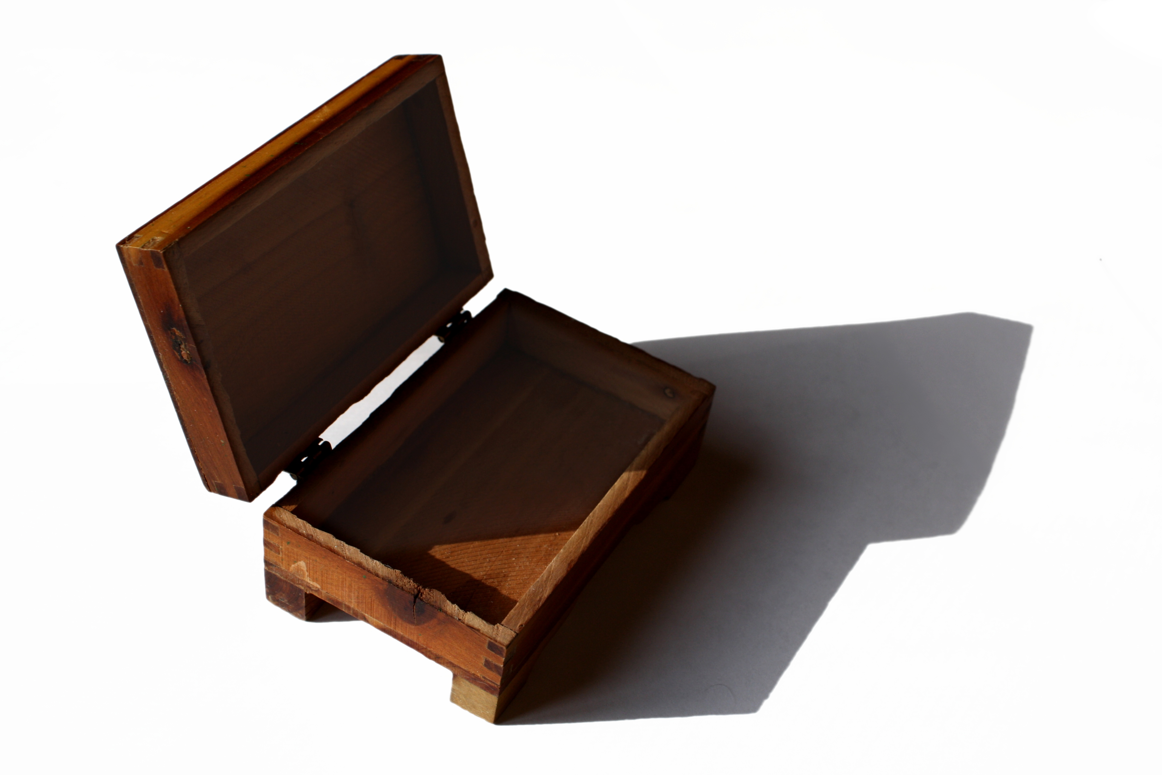 Small Wooden Box With Hinged Lid 